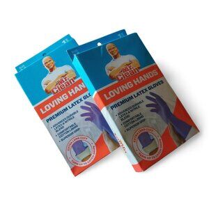 Mr Clean Latex Gloves Loving Hands Extra Long Premium Size Med Purple 2 Pair